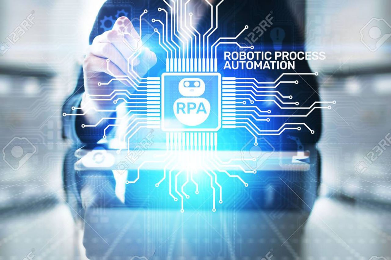 RPA Robotic process automation innovation technology concept on virtual screen.